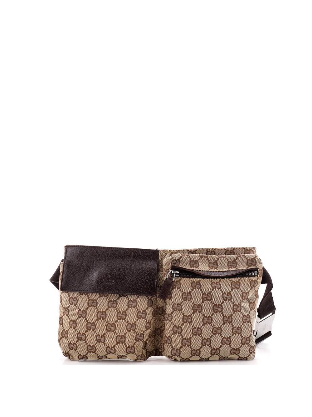 Gucci Vintage Double Belt Bag Gg Canvas #356475G89B
